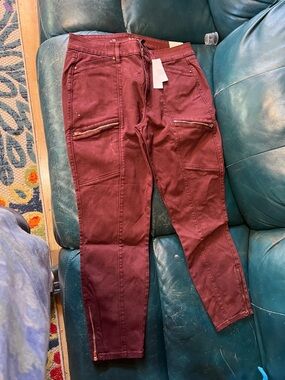White House Black Market Maroon Straight-Leg Pants